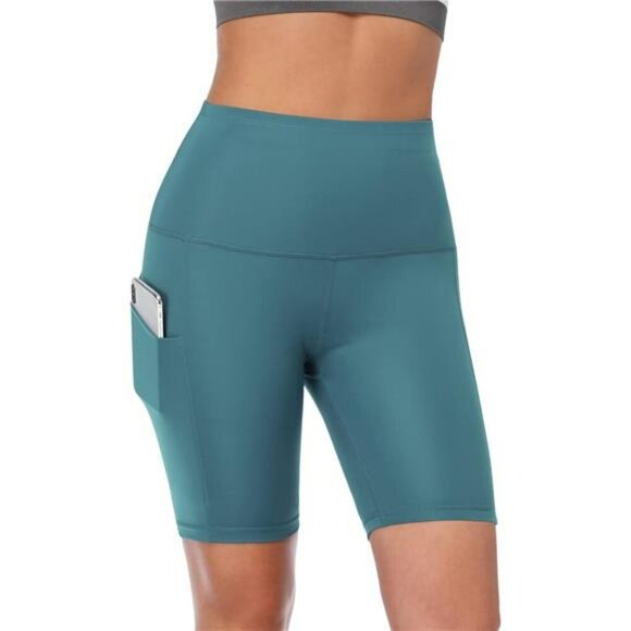 High Waist Yoga Shorts with Pockets Workout Biker Running Spandex Gym Women - Picture 5 of 7